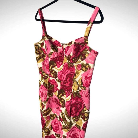 Lafayette 148 Women's Sz 8 Sweetheart Pencil Dress Pink Rosette Floral Coquette - Picture 3 of 15